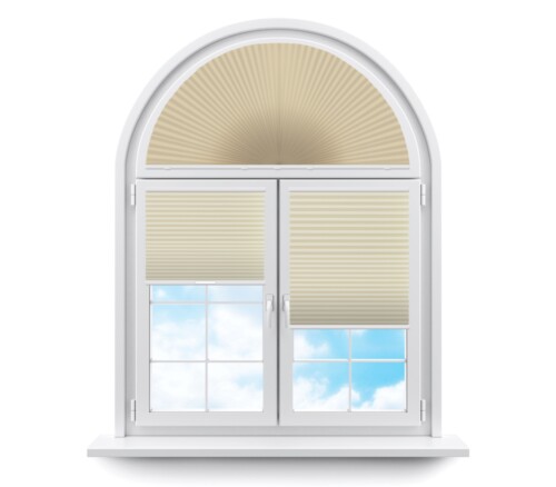 Плиссе арочные (шторы, жалюзи) леванто кремовый цена. Купить в «Мастерская Жалюзи»